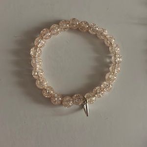 Pink glitter beaded bracelet with stretchy elastic